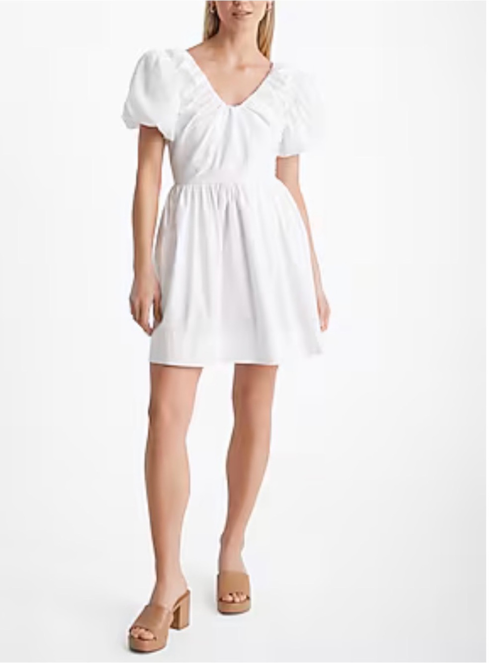 Express White Puff-Sleeve Mini Dress